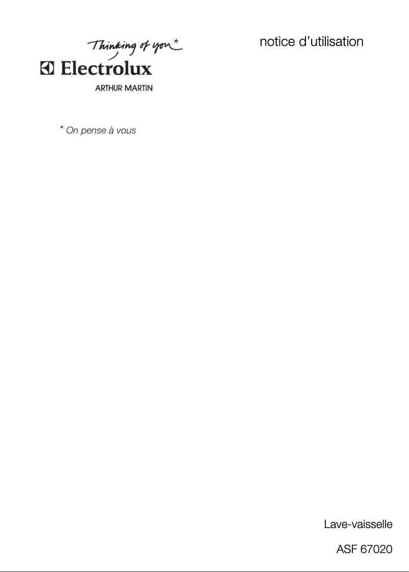Page 1 de la notice Manuel utilisateur Arthur Martin-Electrolux ASF 670
