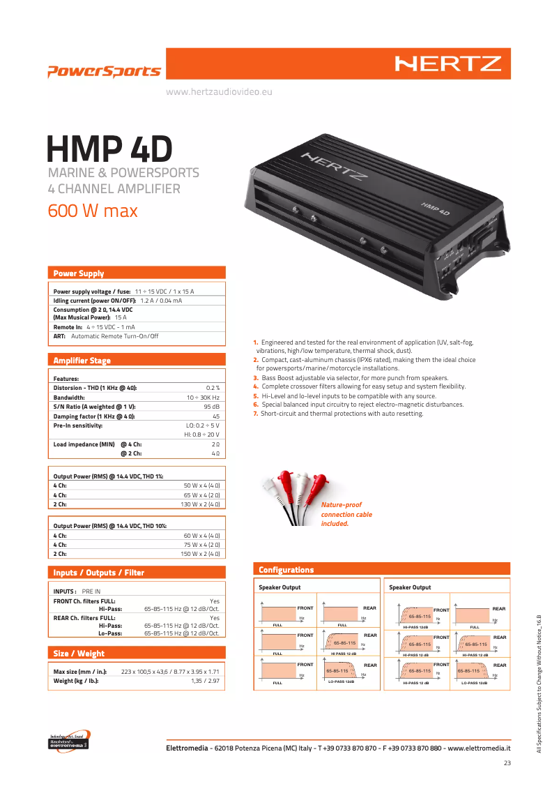Page 1 de la notice Fiche technique Hertz HMP 4D