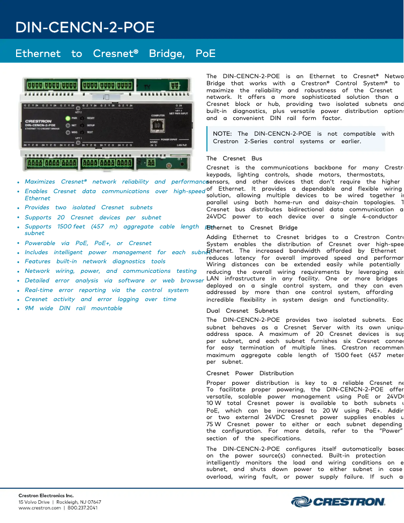 Imagen de la primera página del manual del dispositivo DIN-CENCN-2-POE