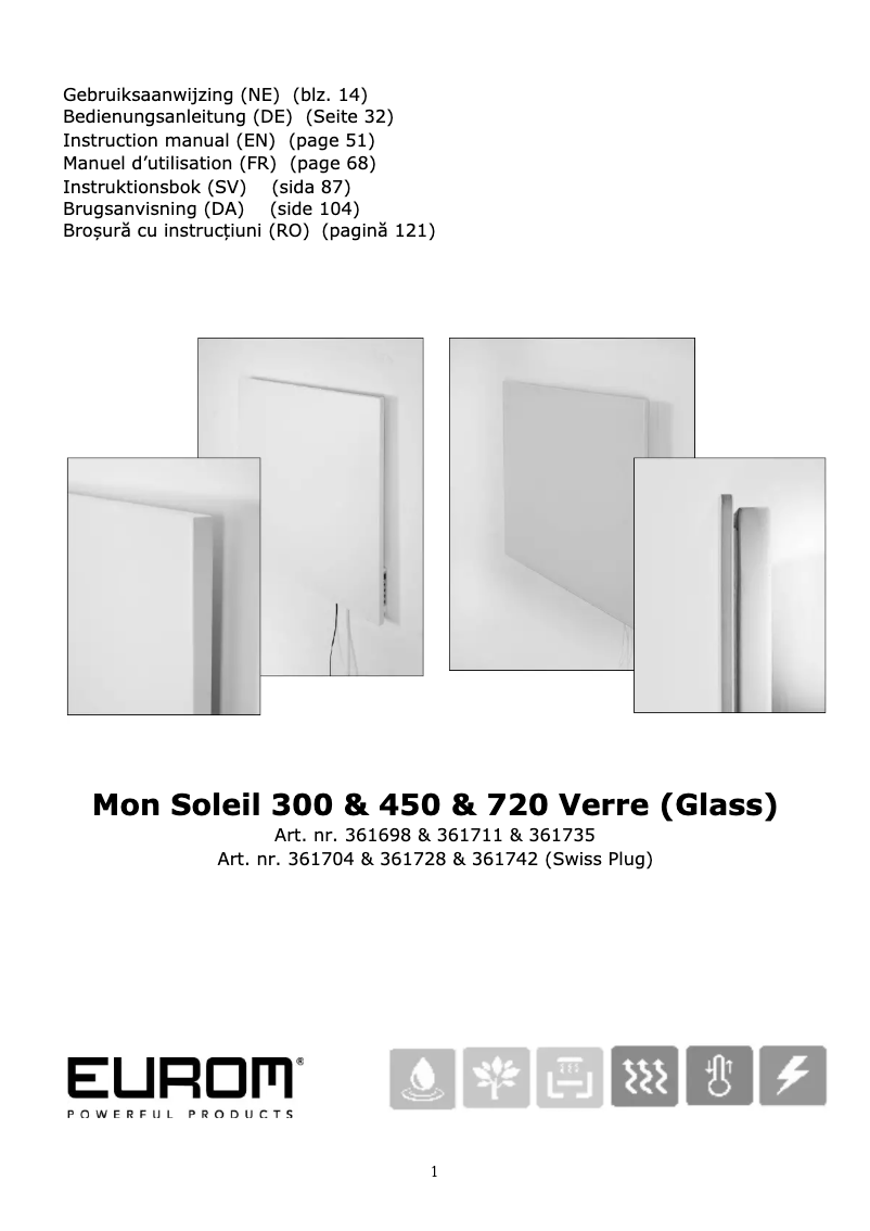 Image de la première page du manuel de l'appareil Mon Soleil 300 Verre