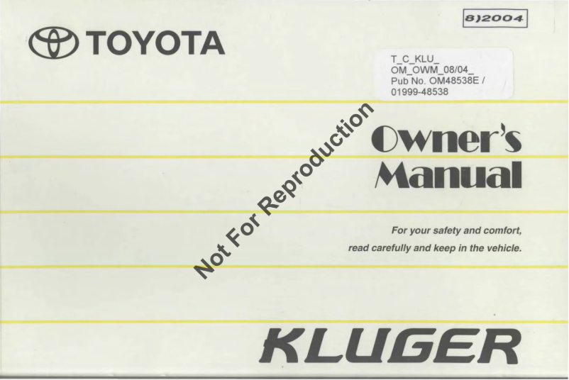 Image de la première page du manuel de l'appareil Kluger (2005)