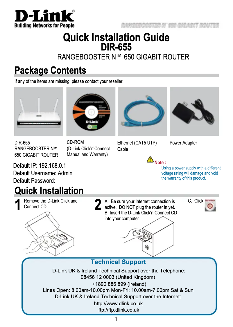 Image de la première page du manuel de l'appareil DIR-655