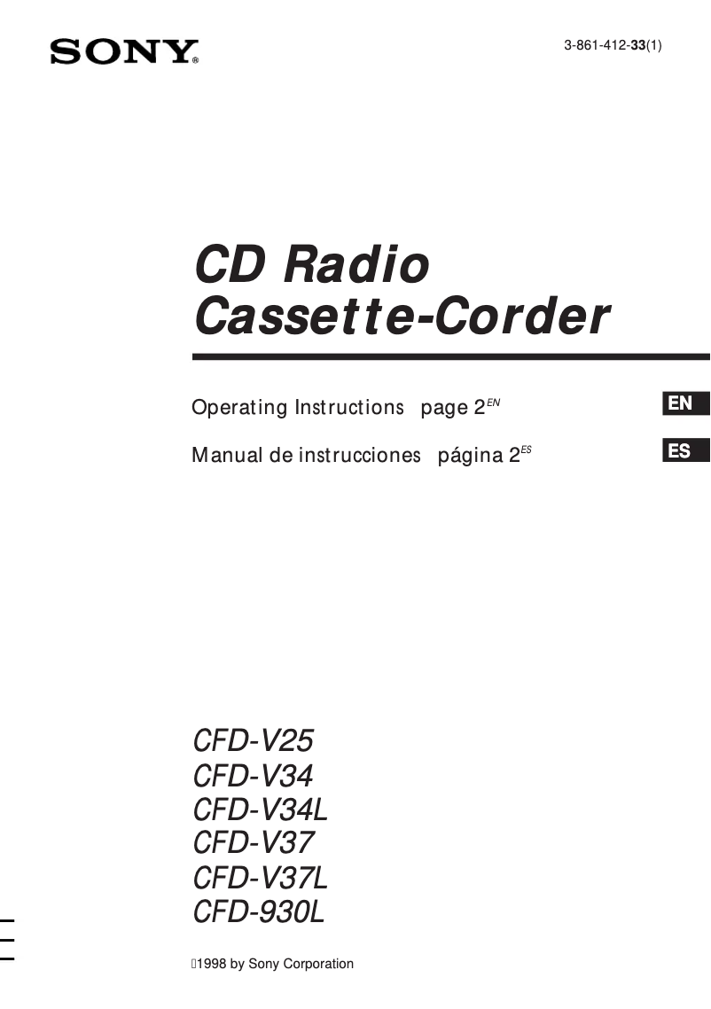 Page n°1 - Manuel utilisateur Sony CFD-V25