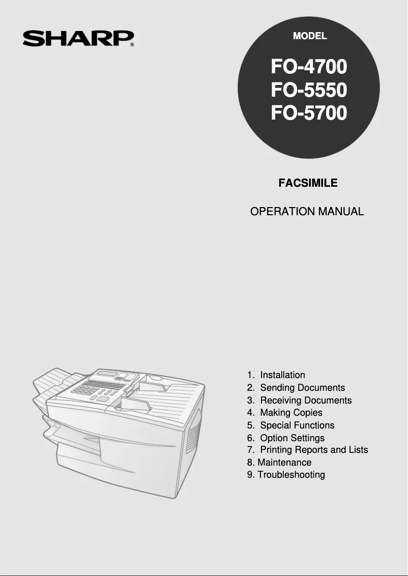 Page 1 de la notice Manuel utilisateur Sharp FO-4700
