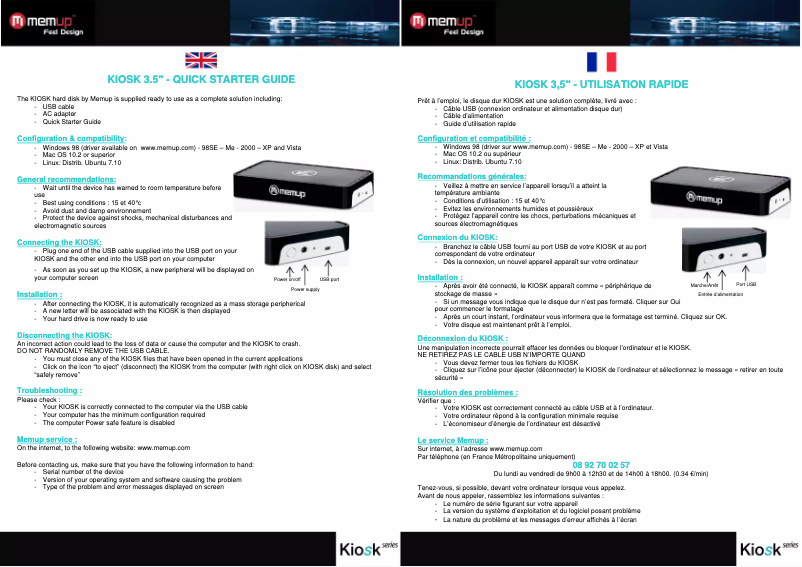 Image de la première page du manuel de l'appareil Kiosk