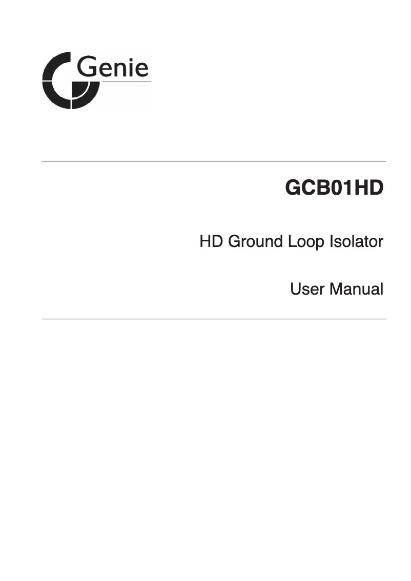 Page 1 de la notice Manuel utilisateur Genie GCB01HD