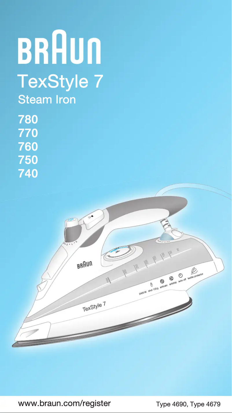 Image de la première page du manuel de l'appareil Steam Iron 760 TexStyle 7