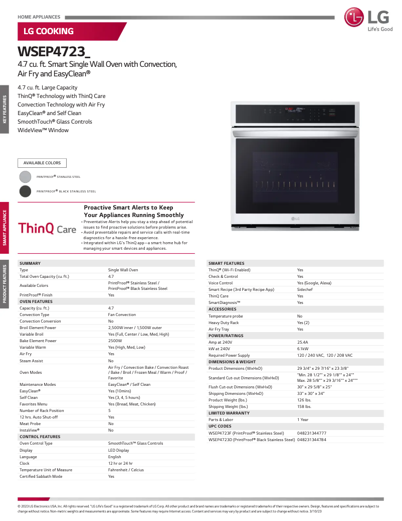 Image de la première page du manuel de l'appareil WSEP4723F