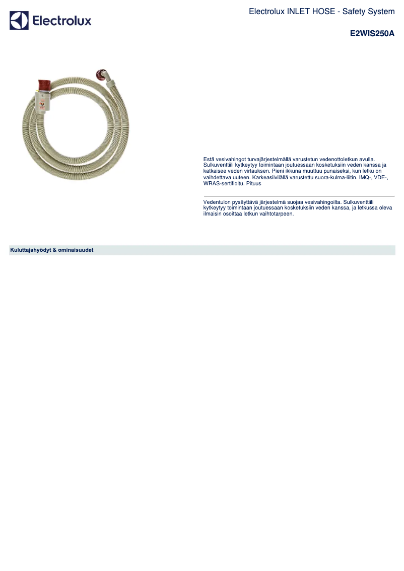 Page n°1 - Manuel utilisateur AEG E2WIS250A