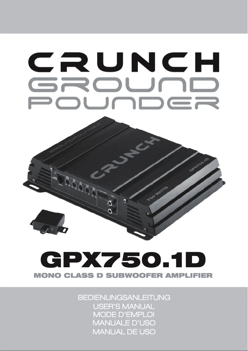 Page n°1 - Manuel utilisateur Crunch GPX750.1D