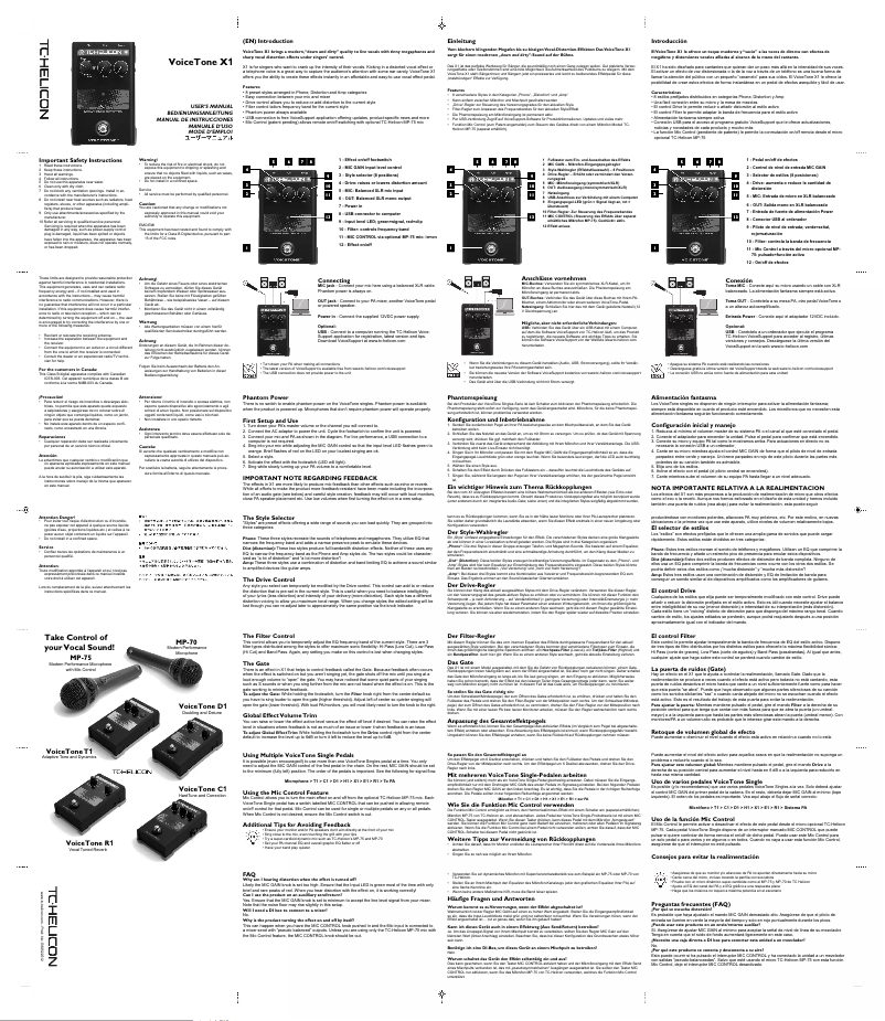 Image de la première page du manuel de l'appareil VoiceTone X1
