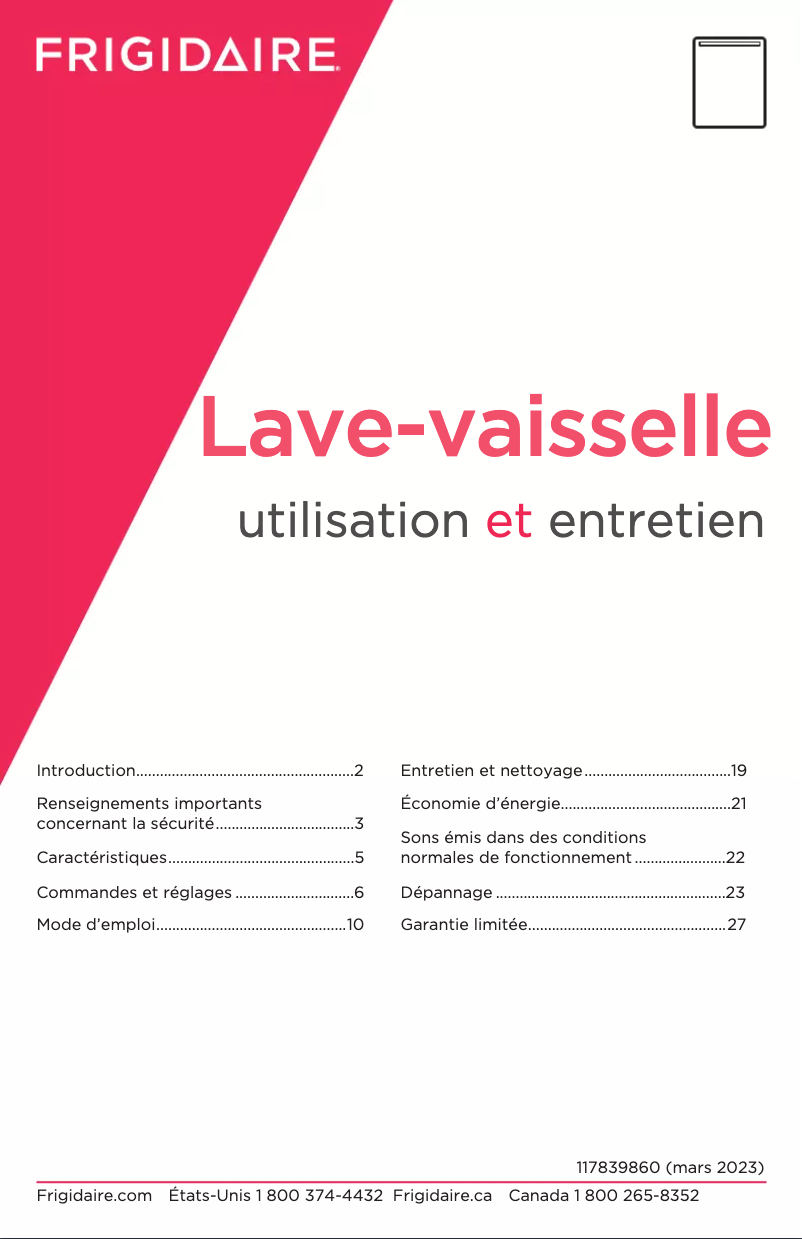 Page 1 de la notice Manuel utilisateur Frigidaire GDSP4715AF