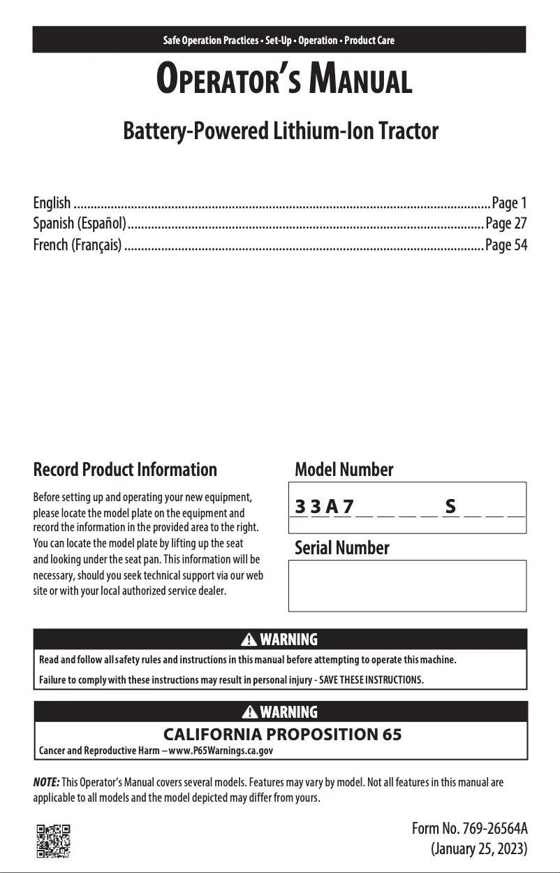 Image de la première page du manuel de l'appareil Super Bronco 42E XP