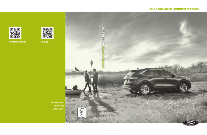 Page n°1 - Manuel utilisateur Ford Escape (2022)