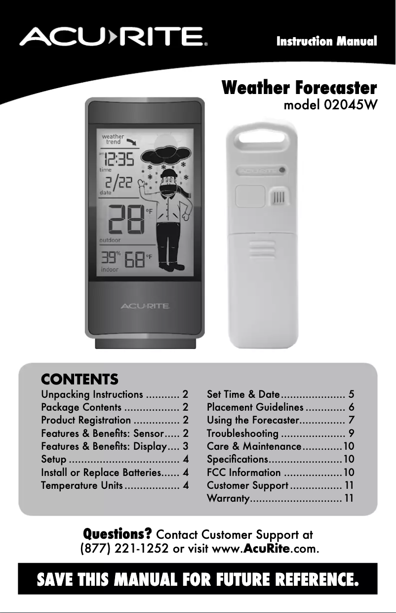 Page n°1 - Manuel utilisateur AcuRite 02045W