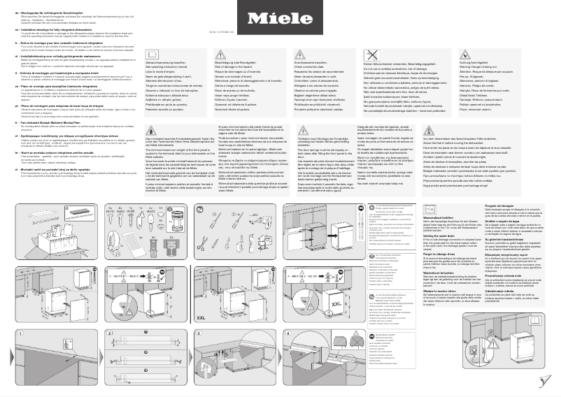Page 1 de la notice Guide d'installation Miele G 7160 SCVi AutoDos