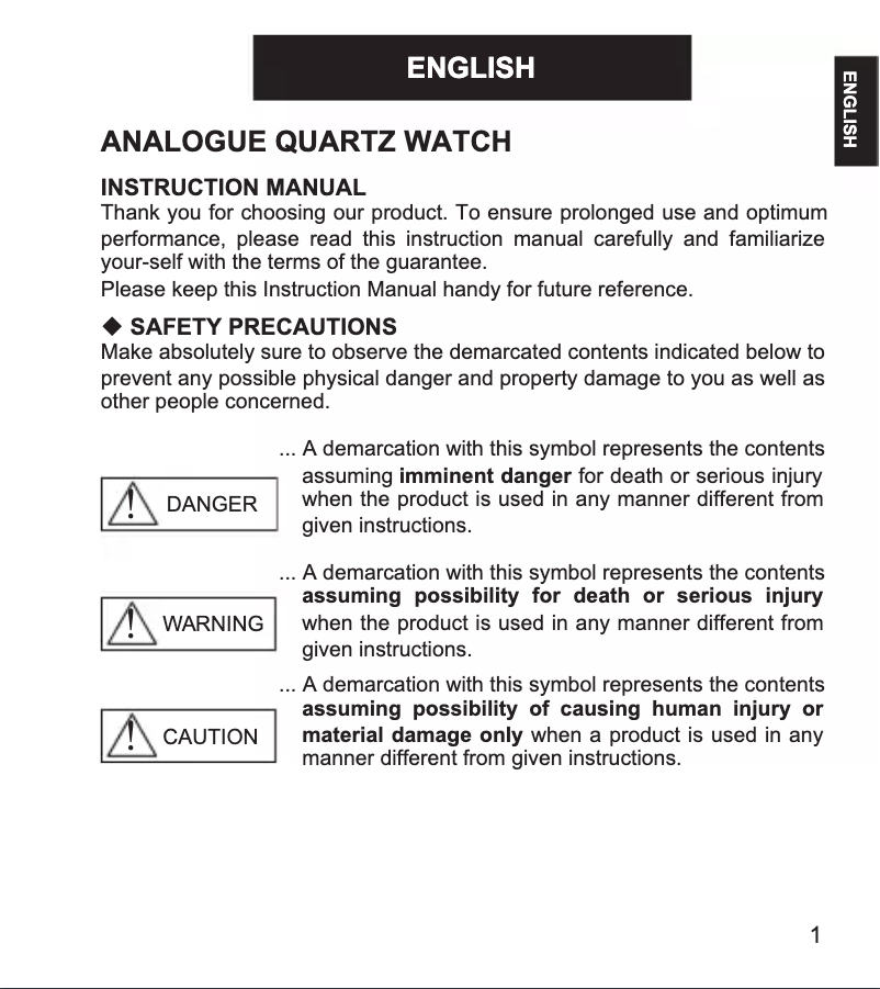 Page 1 de la notice Manuel utilisateur ORIENT Contemporary QC0M004W