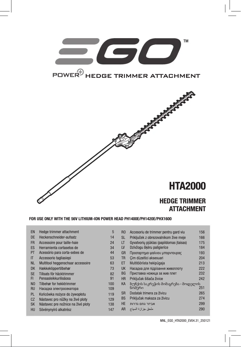 Page n°1 - Manuel utilisateur EGO MHCC1002E
