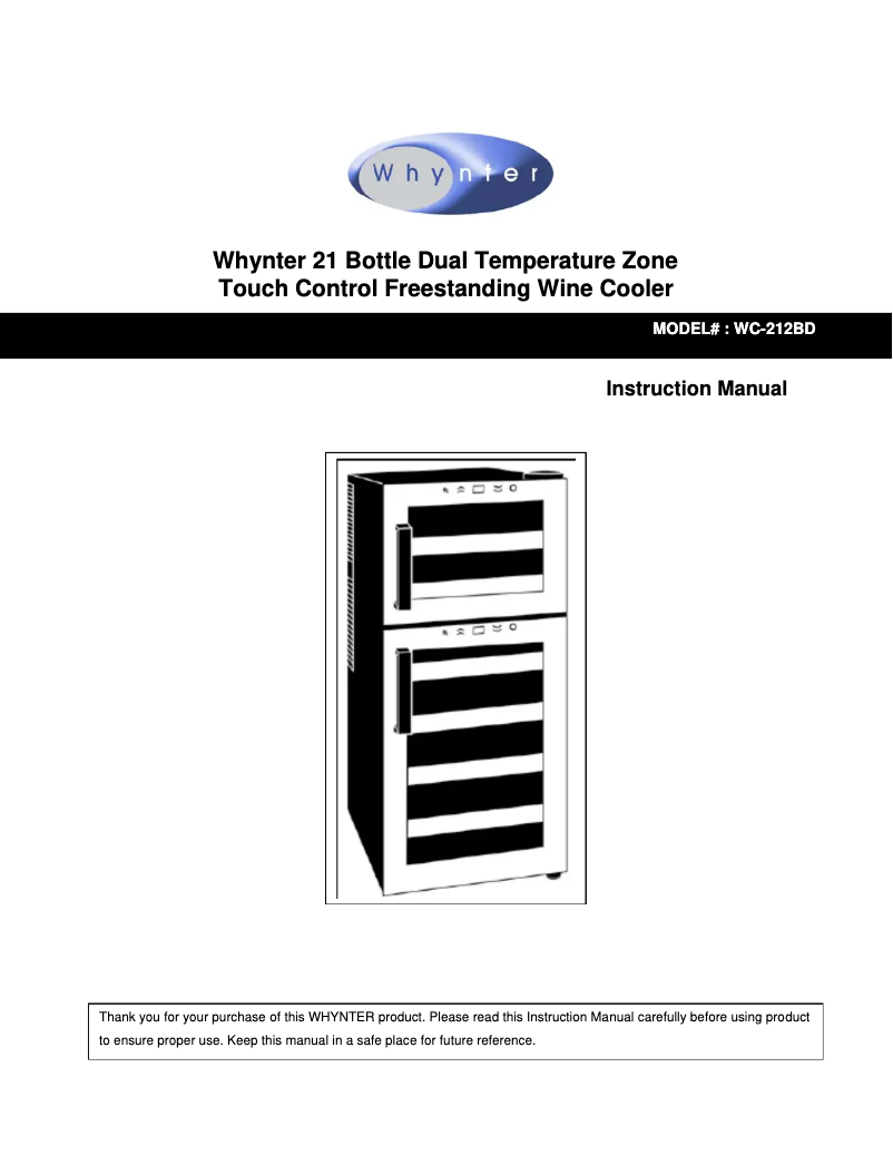 Image de la première page du manuel de l'appareil WC-212BD