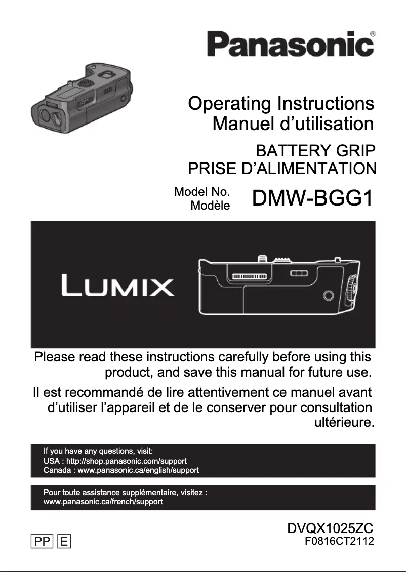 Page n°1 - Manuel utilisateur Panasonic DMW-BGG1E