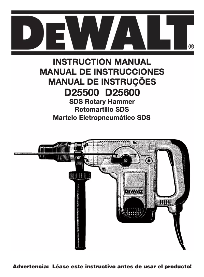 Page n°1 - Manuel utilisateur DeWalt D25500