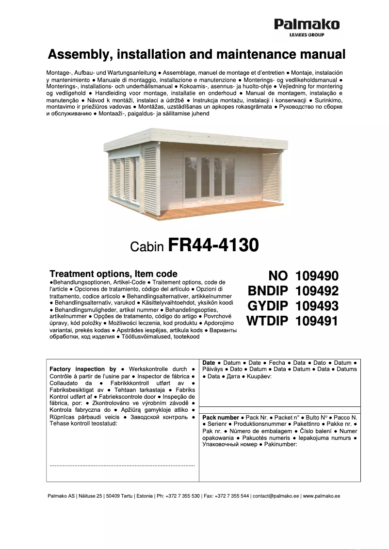 Page n°1 - Manuel utilisateur Palmako Caroline