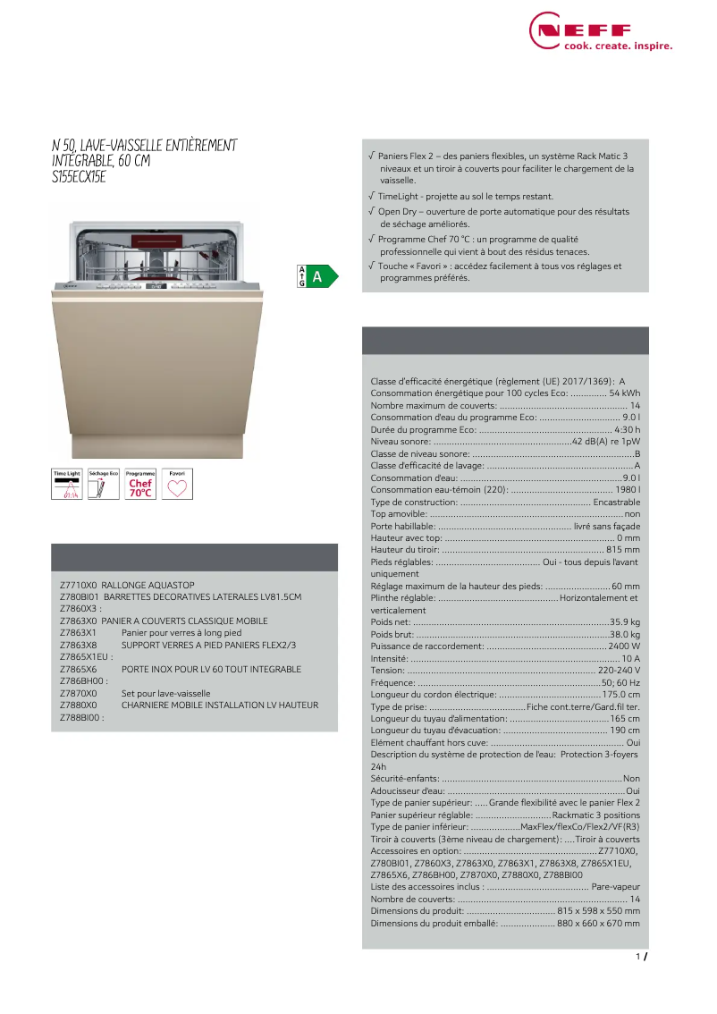 Page n°1 - Manuel utilisateur Neff S155ECX15E