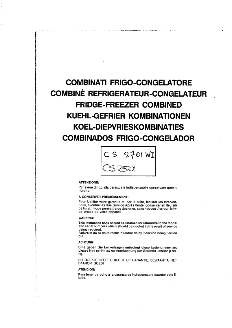 Página 1 del manual Manual de usuario Indesit CS 2701 WI