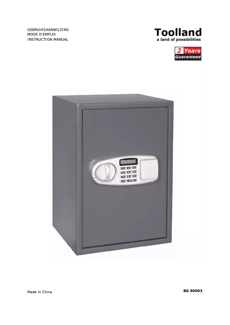 Image de la première page du manuel de l'appareil BG90003