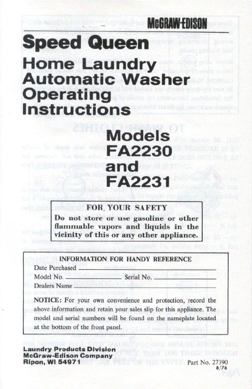 Image de la première page du manuel de l'appareil FA2230