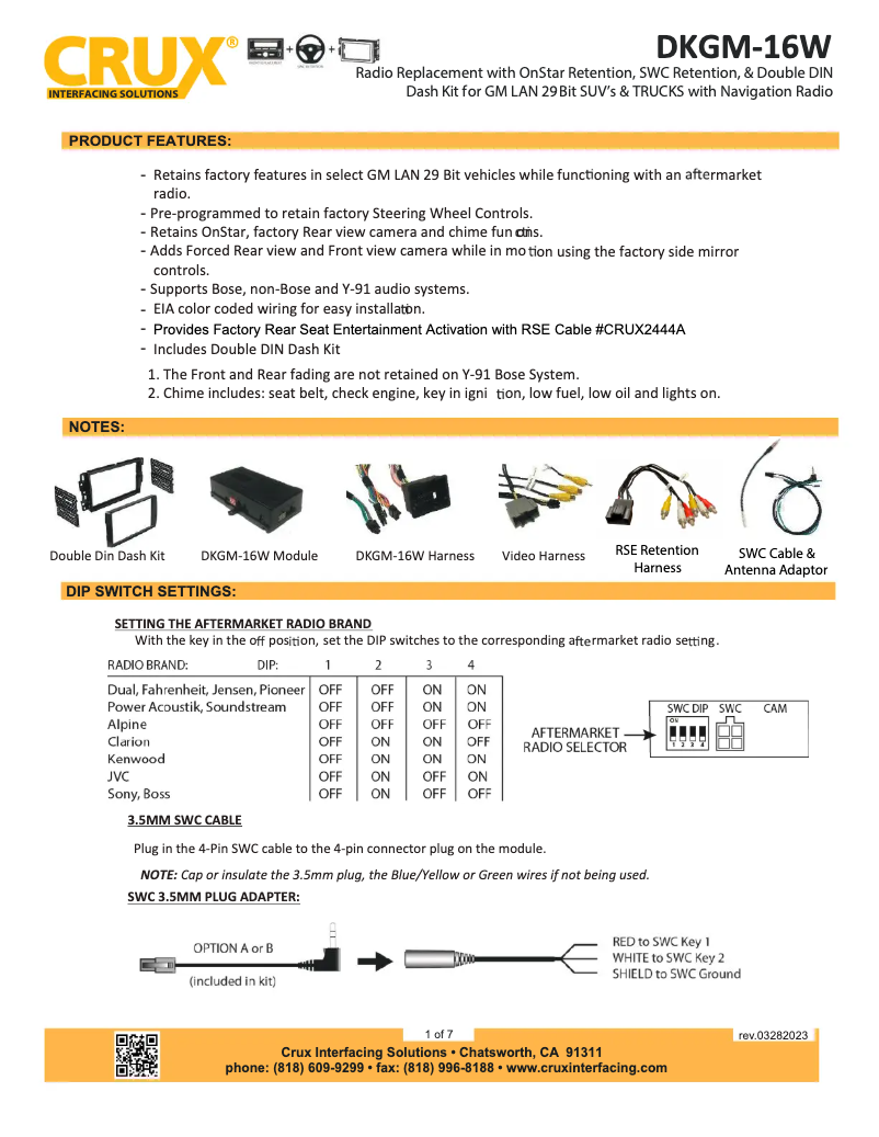 Page n°1 - Manuel utilisateur CRUX DKGM-16W