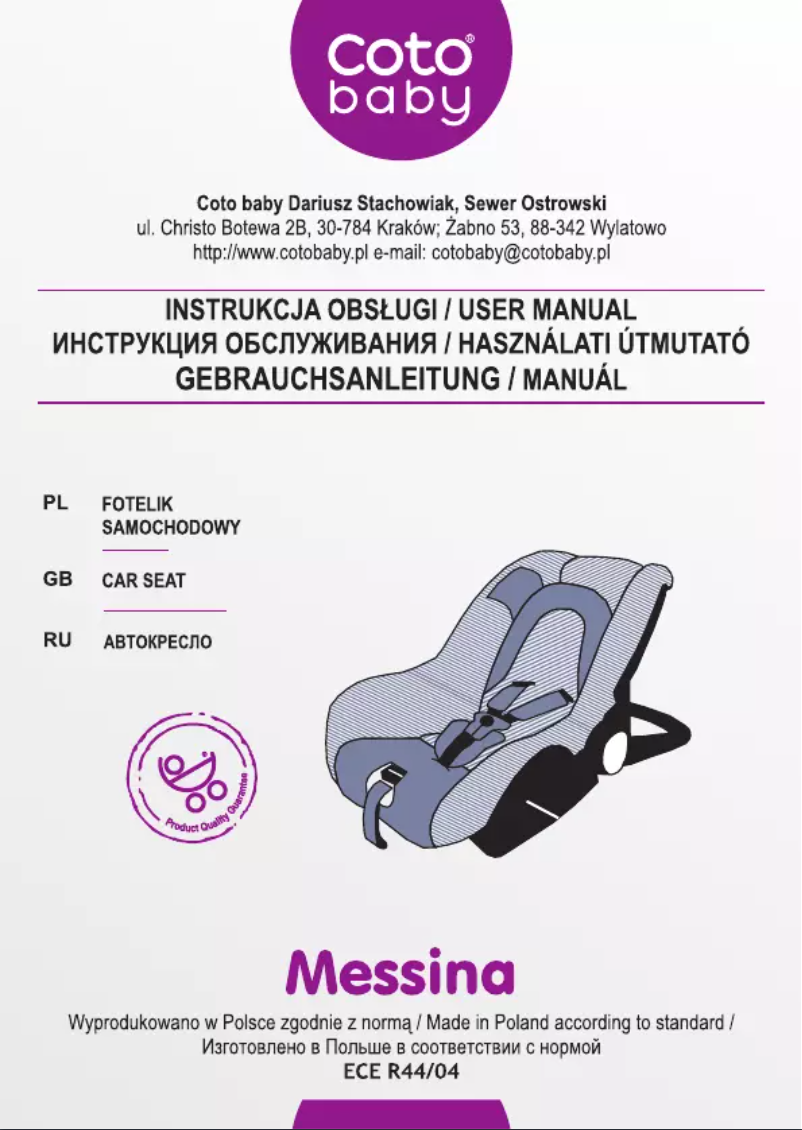 Page n°1 - Manuel utilisateur Coto Baby Messina