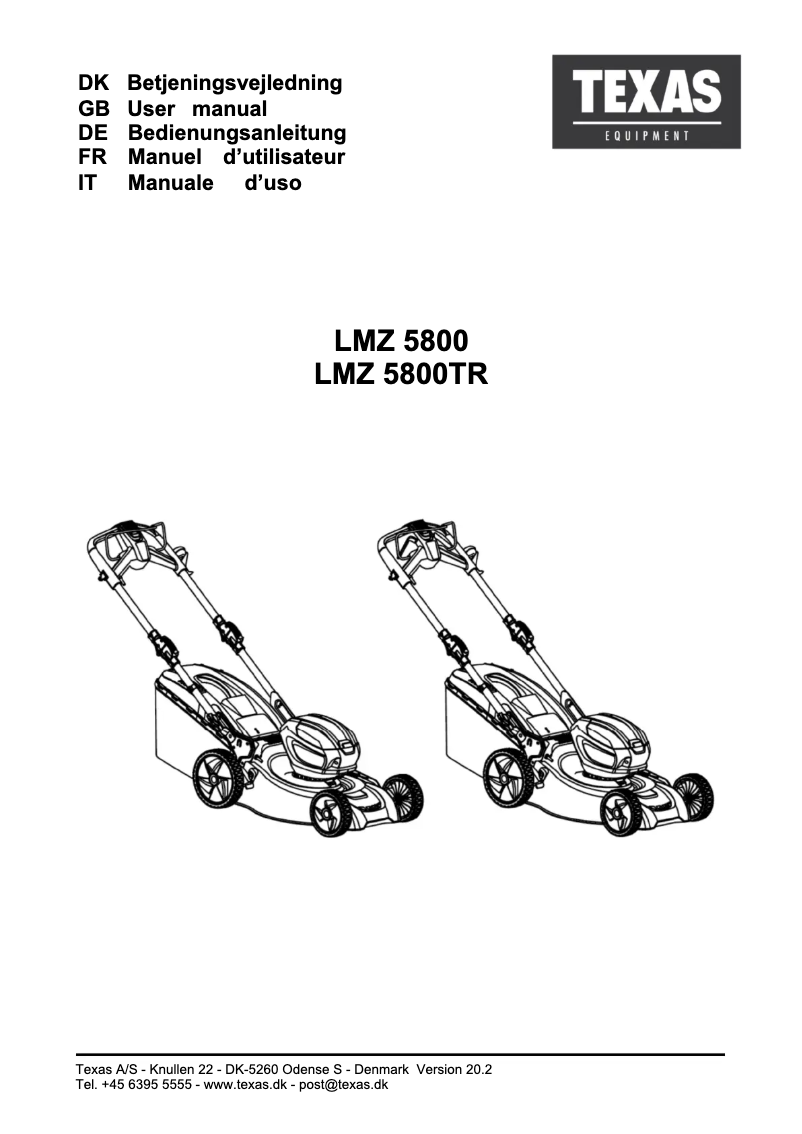 Page 1 de la notice Manuel utilisateur Texas LMZ 5800 TR