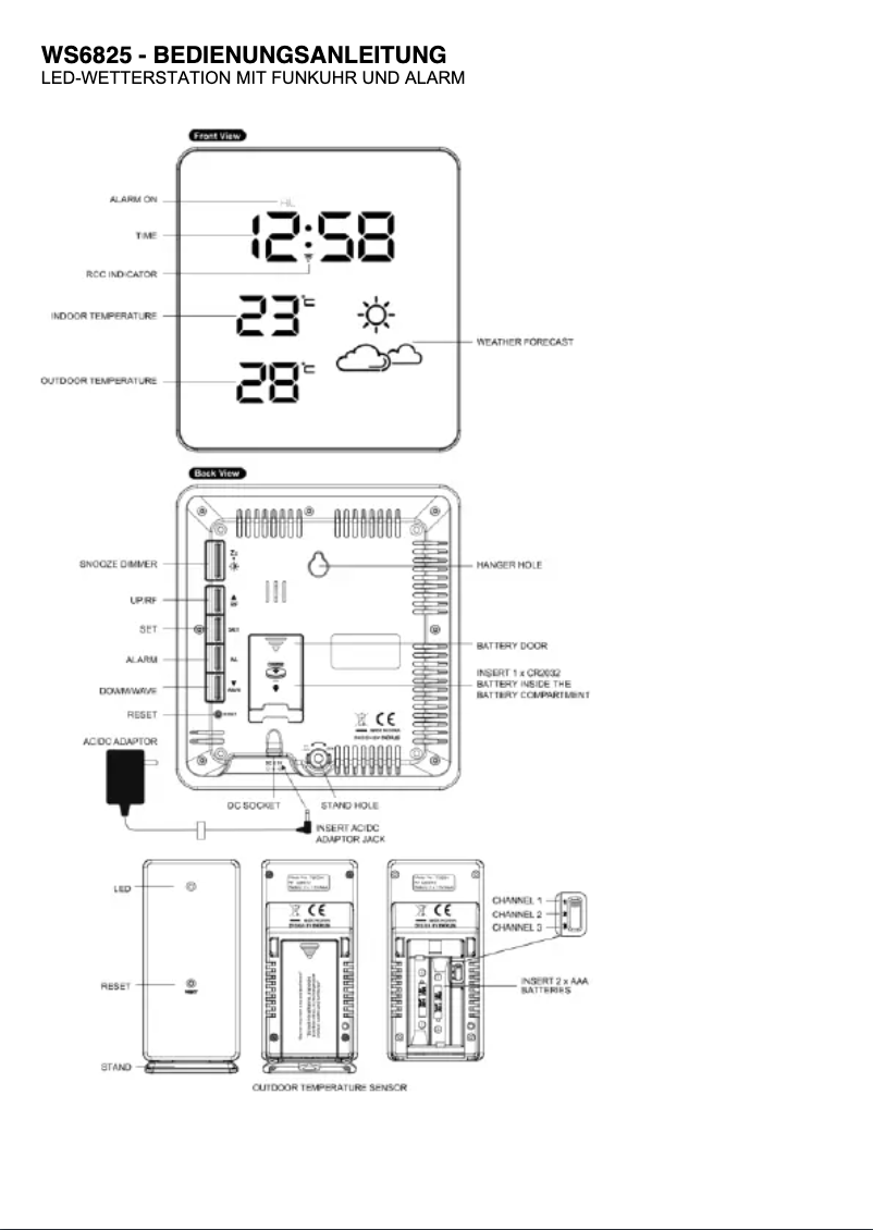 Page 1 de la notice Manuel utilisateur Techno Line WS6825