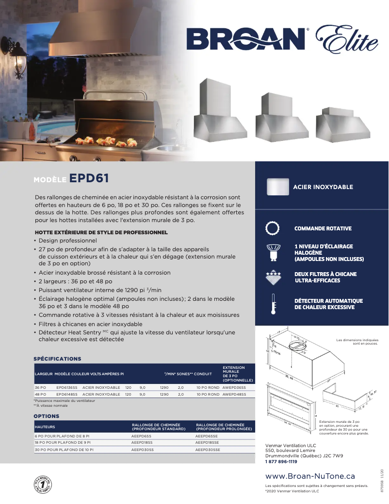 Page n°1 - Brochure Broan EPD6148SS
