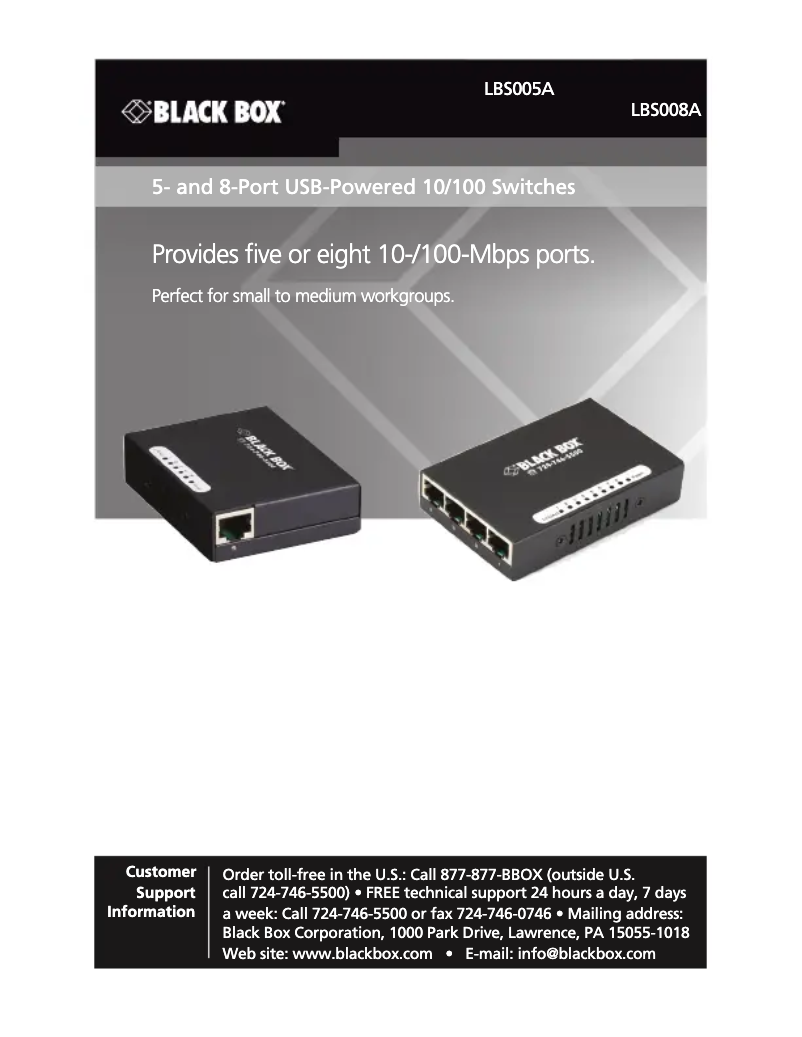 Page 1 of the manual User Manual Black Box LBS008A