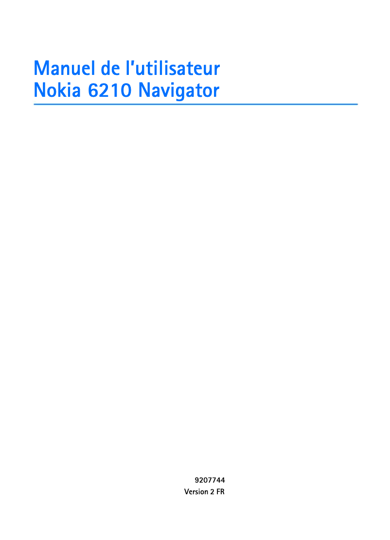 Page 1 de la notice Manuel utilisateur Nokia 6210 Navigator