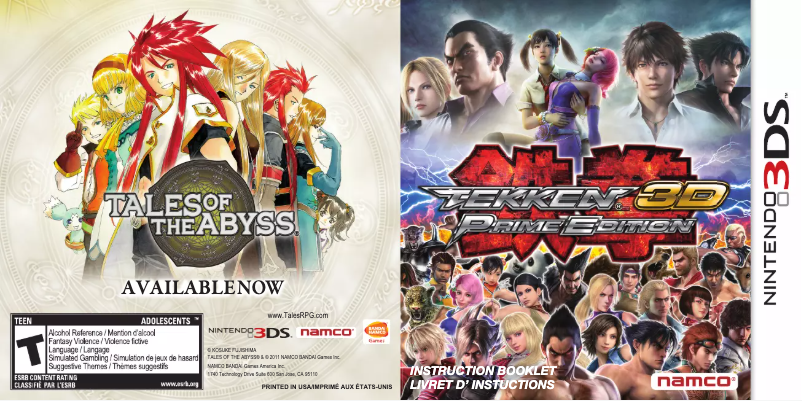 Page 1 de la notice Manuel utilisateur Nintendo Tekken 3D - Prime Edition (3DS)