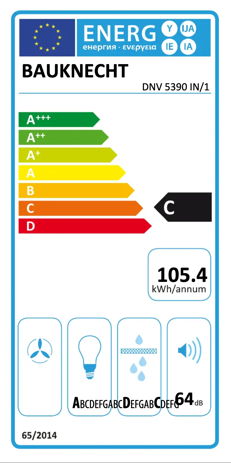 Page n°1 - Label énergétique Bauknecht DNV 5390 IN/1