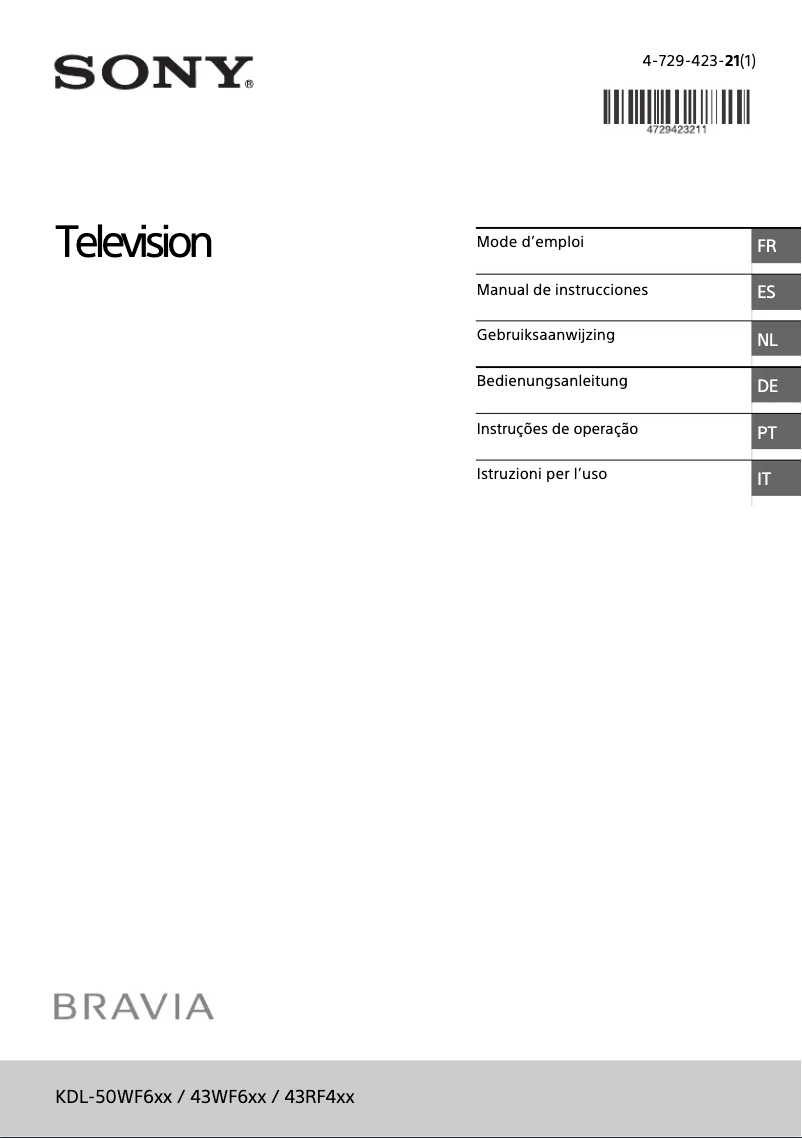 Page 1 de la notice Manuel utilisateur Sony KDL-43RF450