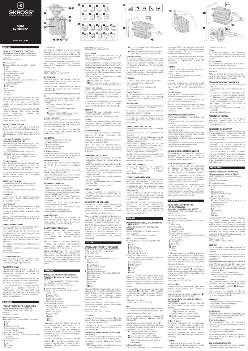 Page 1 of the manual User Manual Skross Alpha