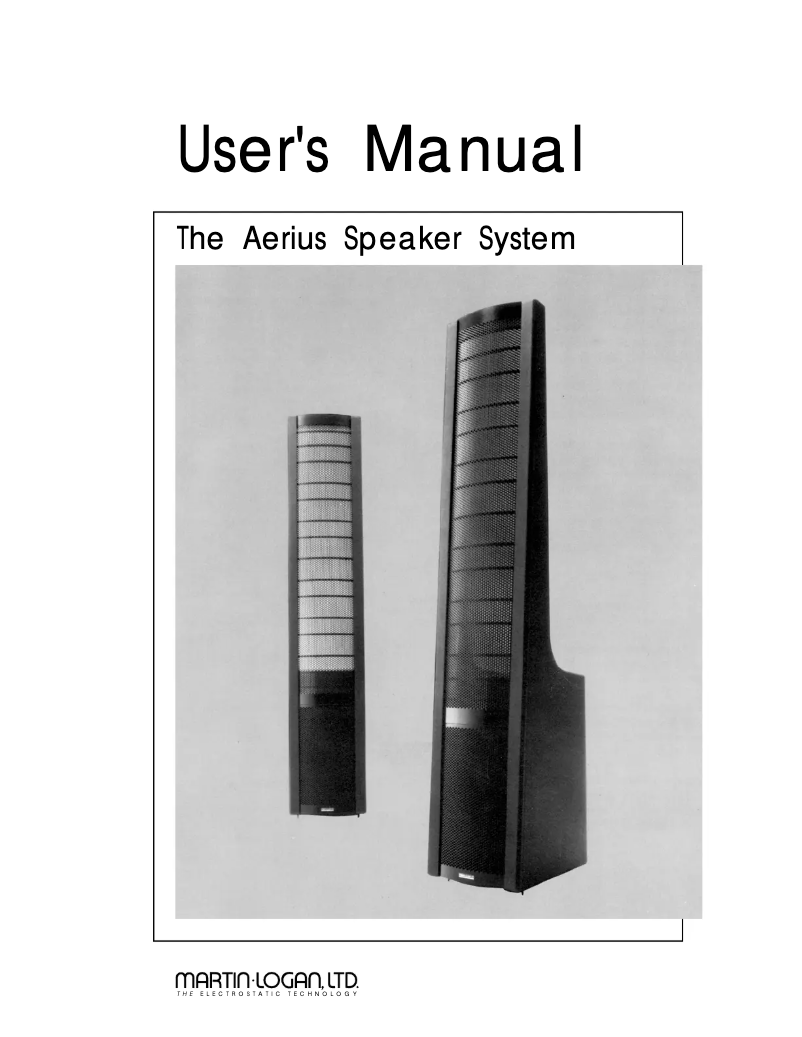 Página 1 del manual Manual de usuario Martin Logan Aerius