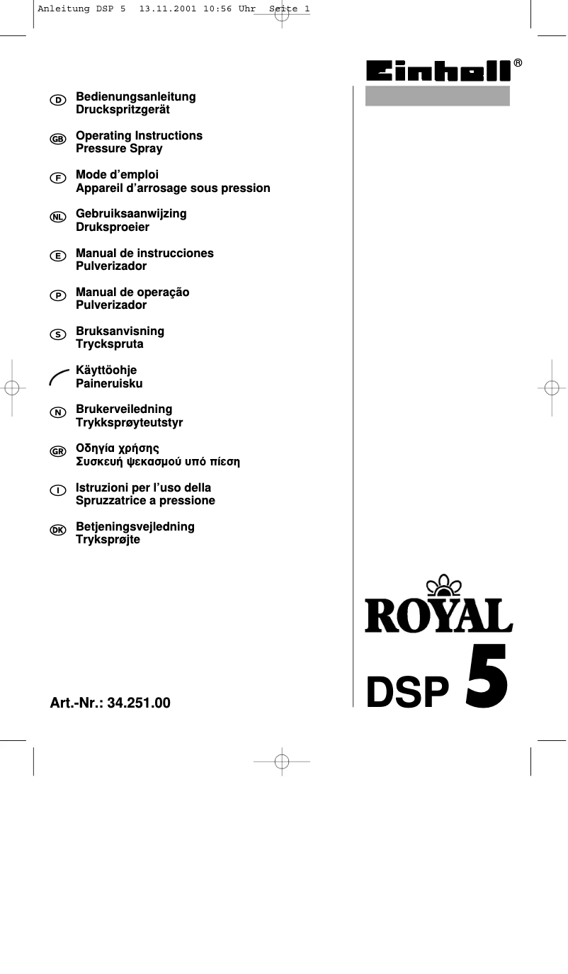 Page n°1 - Manuel utilisateur Einhell DSP 5