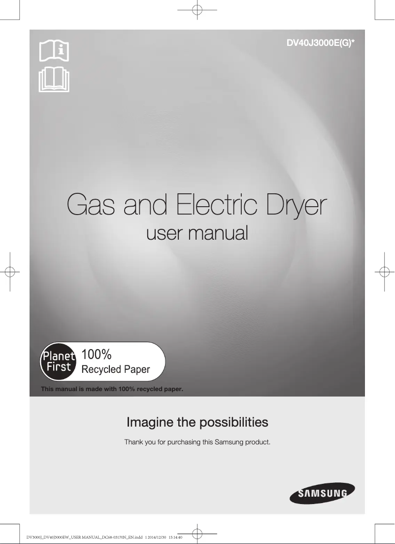 Page n°1 - Manuel utilisateur Samsung DV40J3000E