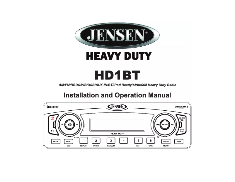 Page 1 de la notice Manuel utilisateur Jensen Heavy Duty HD1BT