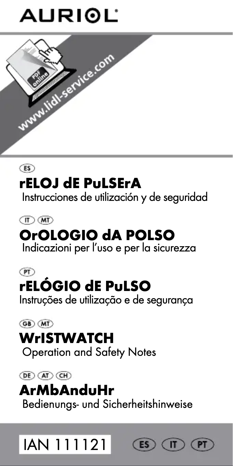 Page 1 de la notice Manuel utilisateur Auriol IAN 111121