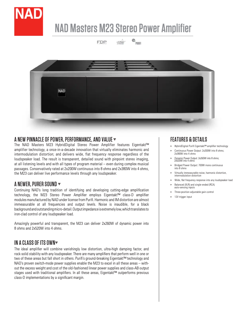 Page n°1 - Fiche technique NAD M23