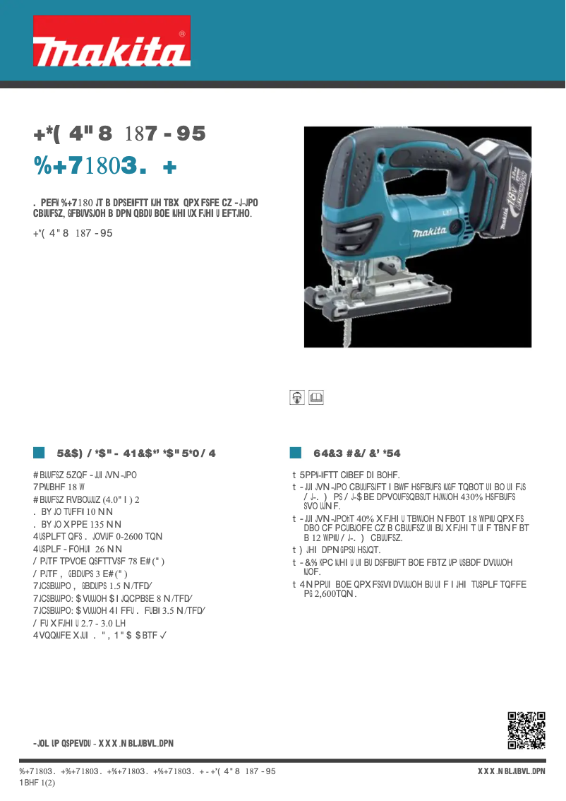 Página 1 del manual Ficha técnica Makita DJV180RMJ