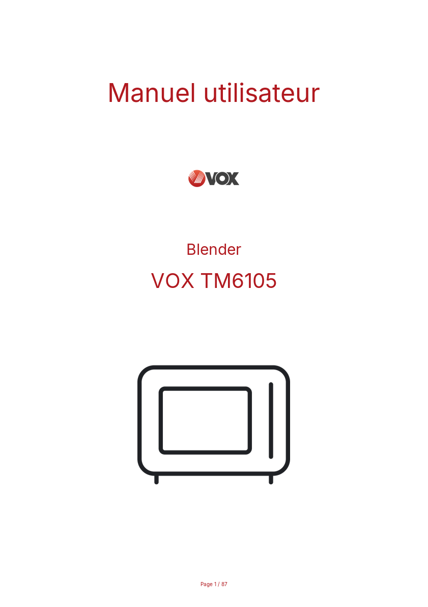 Image de la première page du manuel de l'appareil TM6105
