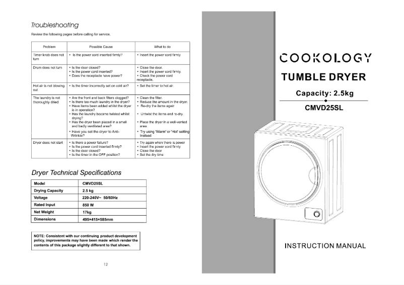 Page n°1 - Manuel utilisateur Cookology CMVD25SL